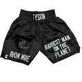 Autographed/Signed Mike Tyson Iron Mike Baddest Man on the Planet Black Boxing Trunks JSA COA
